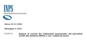 Pensione giornalisti, le istruzioni INPS sul cumulo con i redditi di lavoro