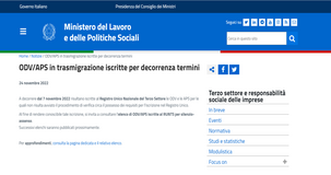 ODV e APS iscritte al RUNTS: l'elenco del Ministero del Lavoro