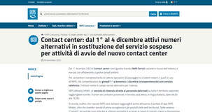 Contact center INPS: servizio telefonico sospeso dal 1° al 4 dicembre 2022