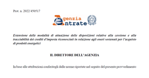 Bonus energia imprese, modello aggiornato e scadenze per la cessione dei crediti del 4° trimestre 2022