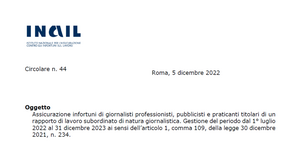 Giornalisti dipendenti, istruzioni e servizio INAIL per gli infortuni tra il 1° luglio 2022 e il 31 dicembre 2023