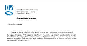 Assegno unico: quando arrivano gli aumenti della Legge di Bilancio 2023? Risponde l'INPS