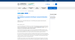 Bolletta gas, aumento del 23,3 per cento nel mese di dicembre 2022