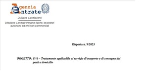 Trattamento IVA consegna a domicilio dei pasti: i chiarimenti delle Entrate
