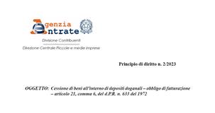 Fattura elettronica: obbligo anche per le cessioni di beni nei depositi doganali