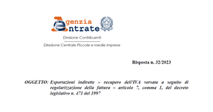 IVA esportazioni indirette, nota di variazione o rimborso per il recupero dell'imposta
