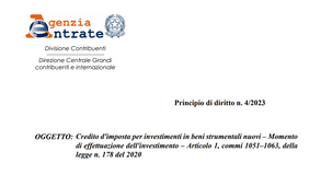 Bonus beni strumentali nuovi, quale data considerare per l'investimento alla base del credito d'imposta? 