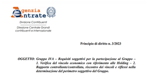 Gruppo IVA: focus delle Entrate su requisiti di holding e controllate