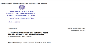 Formazione professionale commercialisti: prorogato il termine del triennio formativo 2020/2022
