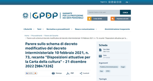Carta della cultura: arriva il via libera dal Garante della Privacy, userà i software 18App 