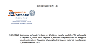 Bonus energia imprese: pronti i codici tributo relativi al primo trimestre 2023