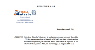 Contributi a fondo perduto bar e ristoranti: il codice tributo per la restituzione