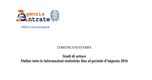 Studi di settore, statistiche fino al 2016 online