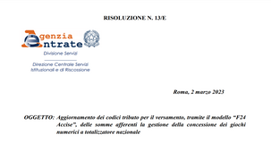 Modello F24 Accise: aggiornati i codici tributo per i versamenti relativi ai giochi numerici