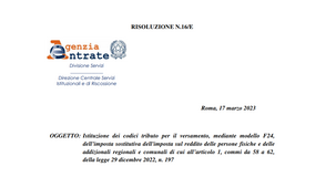 Flat tax sulle mance: il codice tributo per il versamento dell'imposta sostitutiva