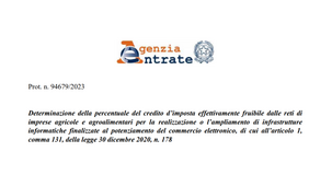 Bonus imprese agricole, credito per il potenziamento del commercio online in misura piena