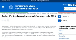 5 per Mille 2023: una doppia conferma per gli enti iscritti al RUNTS