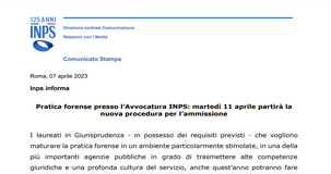 Pratica forense INPS 2023: domande entro la scadenza dell'11 maggio, istruzioni e requisiti