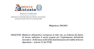 Rimborso rider, per uso di mezzi propri: deve essere “tassato”?