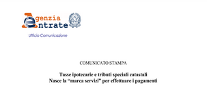Nuova “marca servizi” per le tasse ipotecarie e catastali