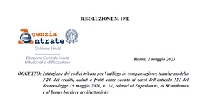 Superbonus in 10 anni, dalle Entrate i codici tributo per la compensazione con modello F24