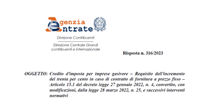 Bonus energia imprese gasivore: i chiarimenti sul prezzo di riferimento