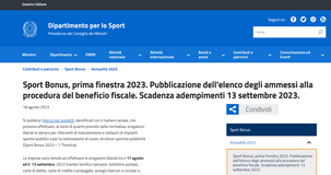 Sport bonus 2023: al via le donazioni, scadenza il 13 settembre