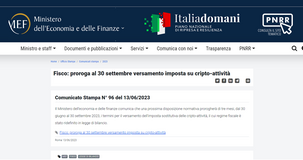Proroga al 30 settembre per il versamento dell'imposta sostitutiva relativa alle cripto-attività