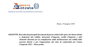 Dichiarazione dei redditi 2023: doppia circolare dall'Agenzia delle Entrate su detrazioni e deduzioni