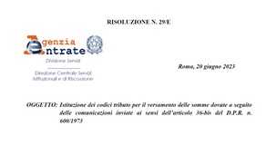 ACE e Siiq, i codici tributo per il pagamento parziale con modello F24