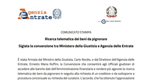 Beni da pignorare, la convenzione tra Ministero della Giustizia ed Entrate per la ricerca online