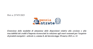 Bonus energia imprese, nuovo modello e istruzioni per la cessione dei crediti del 2° trimestre 2023