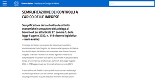 Controlli a carico delle imprese: ecco il DL per la semplificazione 