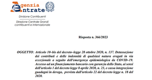 Cassa integrazione Covid e prestiti SACE, l'Agenzia delle Entrate esclude la detassazione