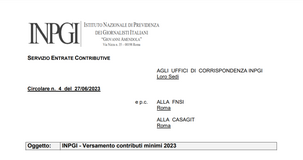 Giornalisti INPGI, versamento dei contributi minimi entro la scadenza del 31 luglio 2023