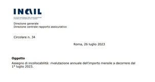 Assegno di incollocabilità, rivalutazione dal 1° luglio 2023