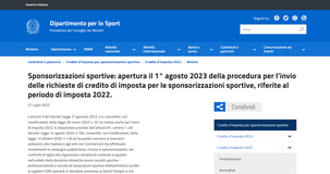 Bonus sponsorizzazioni sportive 2022: domanda dal 1° agosto per il credito d'imposta 