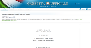Decreto flussi 2023/2025: definite le quote di ingresso per formazione e tirocini 
