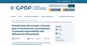 Attenzione alla diffusione di video con dati personali girati durante una festa: l'alert del Garante della privacy