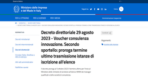 Voucher consulenza innovazione: prorogato il temine per l'iscrizione all'elenco del MIMIT