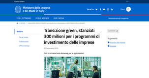 Fondo per la transizione industriale: dal 10 ottobre il via alle domande per i contributi 
