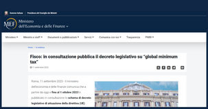 Global minimun tax, decreto di attuazione in consultazione: la riforma fiscale è anche internazionale