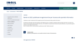Bando ISI INAIL 2022: le regole tecniche per l'accesso allo sportello digitale 