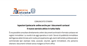 Ispezione ipotecaria online: il nuovo servizio delle Entrate anche per i documenti cartacei