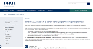 Bando ISI INAIL 2022: pubblicati online gli elenchi provvisori dei beneficiari 