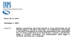 Fringe benefit 2023: le istruzioni INPS per il conguaglio
