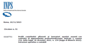 Apprendistato lavoratori sportivi: le istruzioni INPS per i datori di lavoro