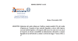 Bonus autotrasporto con mezzi sostenibili: il codice tributo per l'utilizzo in compensazione