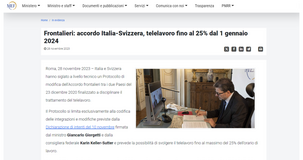 Dal 2024 smart working fino al 25 per cento per i frontalieri: arriva l'accordo Italia-Svizzera