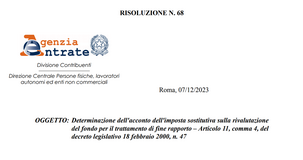 Acconto TFR: versamento dell'imposta anche in base alla rivalutazione stimata nel 2023
